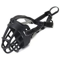 LIVING DUO 犬用皮革嘴套 M號, 黑色的, 1個