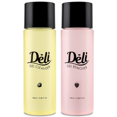 Deli Beauty 卸甲水 草莓香 100ml+凝膠清潔液 檸檬香 100ml, 1組
