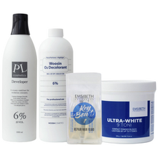 EMSIBETH COSMETICS 伊必詩 Ultra White 9 Tony漂髮粉 500g+Keybond 1 Repair護髮安瓶 5包入+氧化劑 1000g 隨機出貨, 500g, 1組