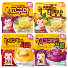 아이배냇 베베 떠먹는 유아용 자연간식 3종 고구마1 사과1 바나나1 총3개, 고구마/사과/바나나, 90g, 1개