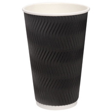 3중 단열 리플컵 블랙 16oz 390ml 500개입 핫 아이스 겸용 카페 테이크아웃 웨이브 종이컵, 1개