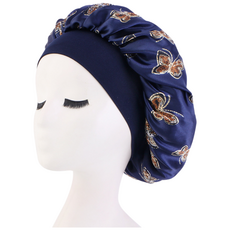 나비꽃 로즈 플라워 새틴 실크 수면 헤어 밴드 헤어캡 나이트캣 S874, 1개, 나비네이비