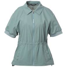 [보그너] 여성 시보리 배색 반팔 짚업 점퍼