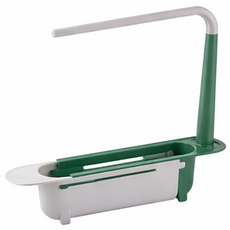 싱크대 걸이형 수세미 거치대 주방 보조선반 행주걸이 물빠짐 다용도 깔끔 정리대, 1개, 그린