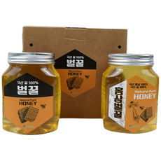 국산 햇 사양 벌꿀 선물용 답례품 선물세트 명절선물 500g 1kg 박스포장, 1개, 국산 벌꿀 500g + 홍삼벌꿀 500g