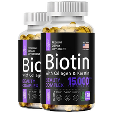 비오틴 콜라겐 케라틴 보충제 – ​​남성 및 여성을 위한 모발 성장 – 모발 피부 및 손톱 비타민 – 관절 및 장 건강 지원 – 모발 성장 보충제 대머리 모발 성장, 60캡슐, 60정, 1개