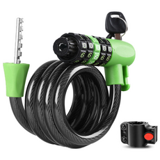 Skapendy 자전거 자물쇠 5단 번호자물쇠 번호키 열쇠 다기능 잠금장치, 1개, 그린