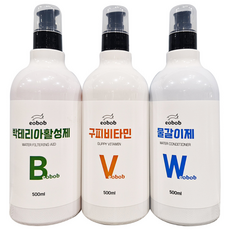 EOBOB 물갈이제 구피비타민 박테리아 활성제 500ML 3개 총 1500ML 어항 환수 수질개선