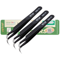 [VETUS 정품인증] 비투스 프리미엄 트위져 스테인리스 정밀 핀셋, ESD-15, 3개