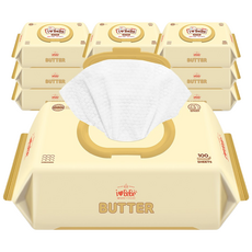 아이러브베베 유아용 엠보싱 버터 아기물티슈 캡형, 52g, 100매, 10개