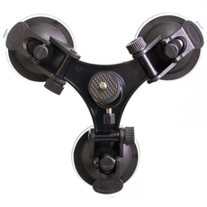 트리플 석션컵 흡착 거치대 마운트 1/4 볼헤드 액션캠 겸용 카메라 고프로 차량 유리 금속, 1개, 단품