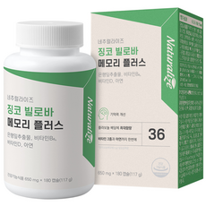 네추럴라이즈 징코 빌로바 메모리 플러스 117g, 1개, 180정
