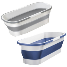 1+1 세트 대형 접이식 양동이 낚시 세차 주방 실리콘 접이식 물통, 1세트, 그레이+블루