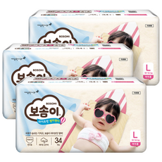 보솜이 라이트핏 썸머 팬티형 기저귀 여아용, 대형(L), 102매