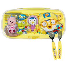 릴팡 뽀로로 큐티 도시락 스푼 포크세트 캐릭터 수저 포크 어린이집 준비물, 노랑, 스푼+포크