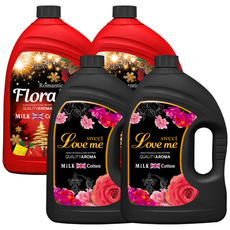 MiLKCotton 高濃縮香水纖維柔軟精 愛我香氛 3.06L 2入 + 花香 3.06L 2入, 1套