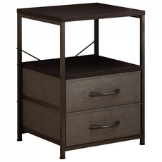 소웰홈 패브릭 서랍형 협탁 선반 포함, 2단, 회색