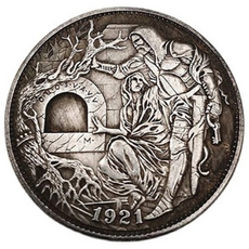 1921 미국 호보 동전 남자와여자 기념주화 황동 실버 도금 공예 홈인테리어 수집