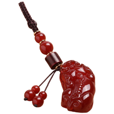 뚱보 금전운 상승 호안석 비휴 자동차 키링 열쇠고리, 홍마노 비휴 자동차키링, 1개