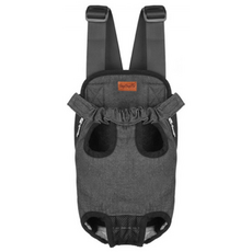 DING DONG PET 寵物牛仔布雙肩外出包, 黑色