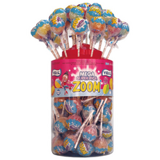 VIDAL Mega Super Pica Zoom泡泡糖棒棒糖, 20g, 50支