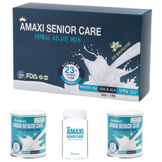 [선물용 포장 세트] 아맥시 시니어 케어 성인용 분유 식사대용 고단백질 23가지 비타민 함유 고령자용 영양조제식품 성인남녀 누구나 식사대용 분유, 1세트, 800g