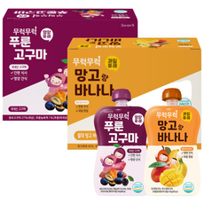 무럭무럭 과일퓨레 알뜰 묶음 (각 1박스), 2박스, 1.5kg, 푸룬고구마 망고랑바나나