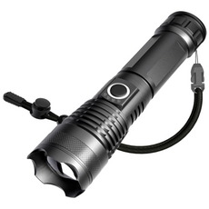 리즈엠 초강력 LED줌 손전등 충전식 배터리 대용량 방수 휴대용 미니, 1개, 카본블랙_1200