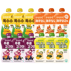 무럭무럭 키즈죽 과일퓨레 알뜰 12팩 (옥수수 제주당근 바나나단호박 푸룬고구마 각 3팩)