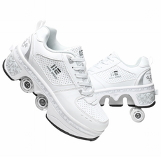 Pairobin스포츠 스케이트에는 유니섹스 쿼드 스케이트와 LED 컬러 조명이 장착된 접이식 인라인 스케이트가 포함됩니다, 세라믹 화이트