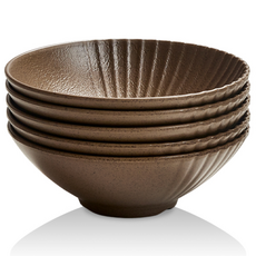 유포코리아 업소용 멜라민 데일리 면기 우동기 브라운 21.6cm(8.5인치) 1250ml, 5개