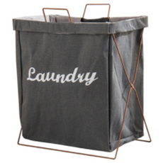 現代簡約字母印花折疊洗衣籃, 灰色的, 1個