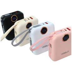 YEBBUM 예뿜 일체형 미니 보조배터리 10000mAh 갤럭시 아이폰, 검정