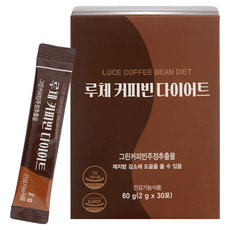 루체 다이어트 커피 그린 커피빈 다이어트 1개월분 30포 체지방 감소 도움 기능성원료 헤즐럿향, 30개, 2g