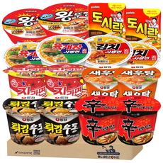 [블루존] 컵라면 큰사발 용기 라면 16입 B세트 (도시락+튀김우동+육개장사발면+김치사발면+신라면+새우탕+진라면매운맛+왕뚜껑 ) x2