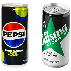 롯데 칠성사이다 제로 펩시제로 2종 30캔 세트, 30개, 210ml