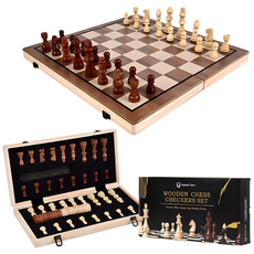 라라공방 고급원목 대형 접이식 자석 체스판 체커 체스 세트 39 x 39, 혼합색상, 1개