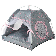 라피아노 펫하우스 사계절 강아지 고양이 텐트 방석포함, 1개, 그레이 블루