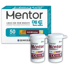 스탠다드 멘토 혈당 당뇨 시험지 검사지 혈당지 채혈 체크지 50T 멀티 비타민 증정, 2개, 25매