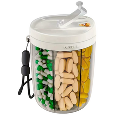 다알리아 데일리 약통 스핀 알약케이스 다용도 여행용 소분 케이스, 1개, 화이트 라지