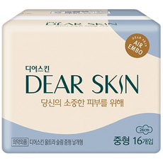 깨끗한나라 디어스킨 에어엠보 중형 생리대 날개형, 3개, 16개입