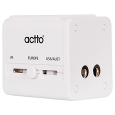 엑토 글로벌 해외 여행용 2포트 멀티 어댑터 충전기 화이트 WTA-02, 1개