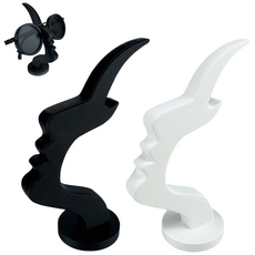 루베이 내구성 PLA 안경 거치대 미끄럼 방지 고정 추상적인 얼굴 디자인 안경/선글라스, 2개, 블랙+흰색