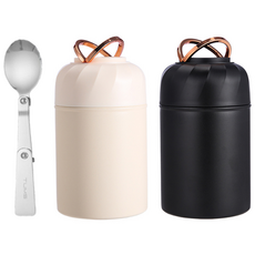 조이쥬드 304 스텐 보온 죽통 +접이식스푼 세트 보온병 500ml 보온보냉, 1개, 화이트(500ML)