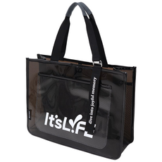 이츠라이프 썸머오프 스퀘어백 PVC가방 비치백 수영가방, 블랙