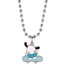 MX KIDS 써지컬스틸 미아방지 목걸이 225K 프렌즈 유아동 키즈 체인 이름 각인 어린이, 1개, Y-스케이트 블루