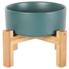 DING DONG PET 寵物時尚大理石紋陶瓷餐具 雙層單口高級款 S, 綠色, 1個