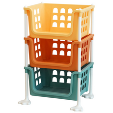 BONOHOUSE 水果粉彩三層階梯式收納籃, 1個, 混合顏色