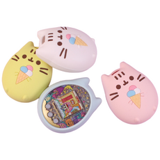 SANS 고양이 캐릭터 다마고치 실리콘 커버 안전 케이스 보호필름, 핑크