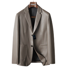 Zenaris 남성 블레이저 카라넥 가죽자켓 비즈니스 블루종 아우터 캐주얼 PU가죽 재킷 세미정장 상의